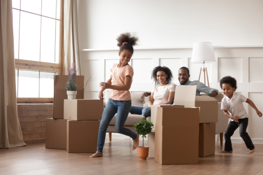 Family moving into a Beazer home